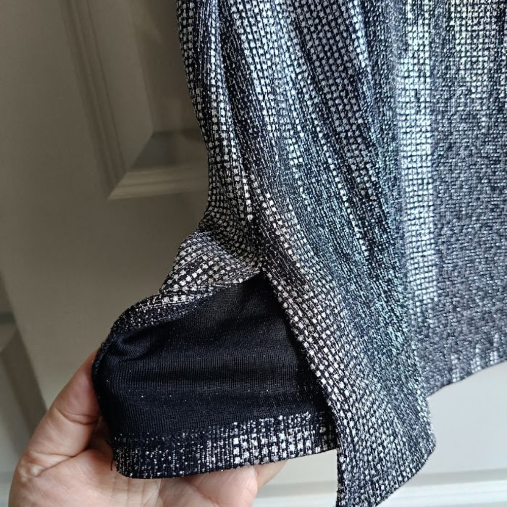 L/G 🖤Gothic Sparkly Evening Shimmery Metallic Black Silver Tank Top - Picture 8 of 9